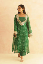three piece mirrorwork kurti with pent