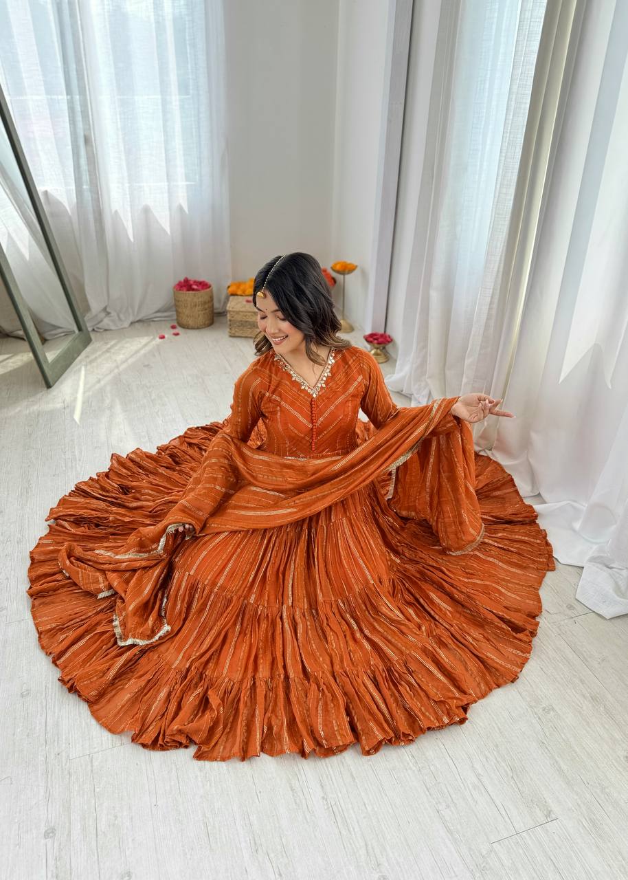 Ruffle Anarkali Gown