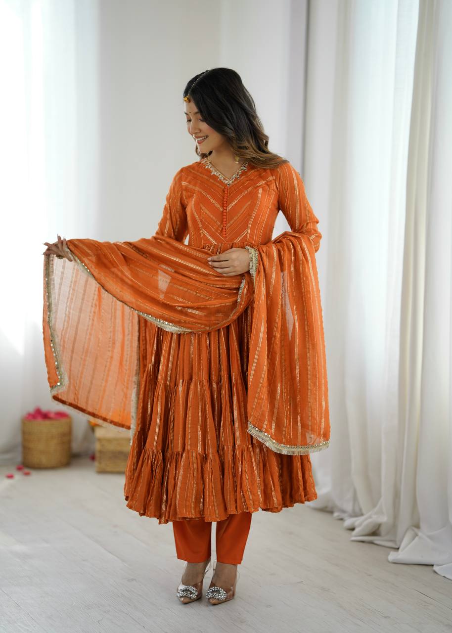 Ruffle Anarkali Gown