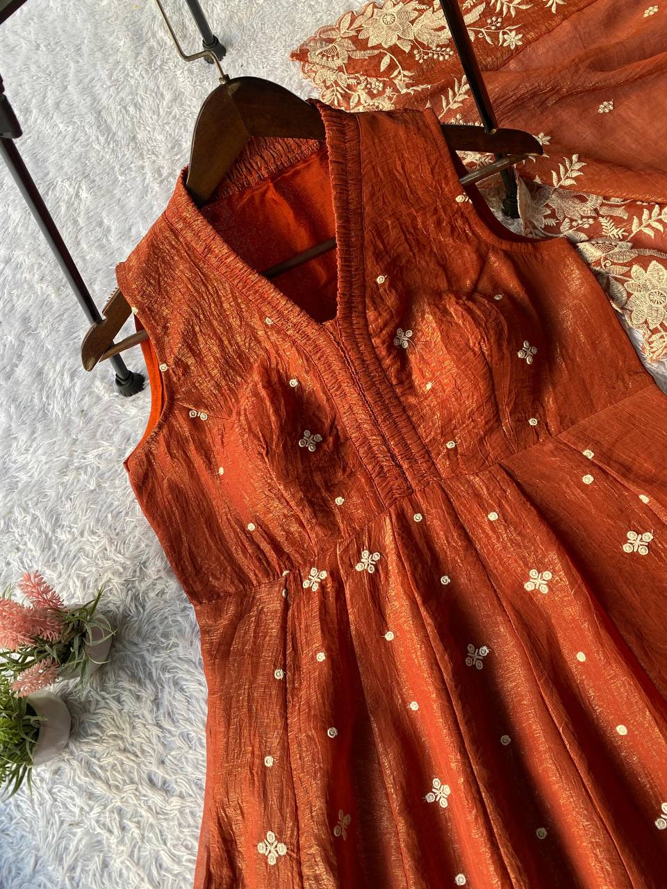 EXCLUSIVE 3 PIECE KURTI , FLARED PLAZZO WITH DUPATTA IN EMBROIDERY WORK
