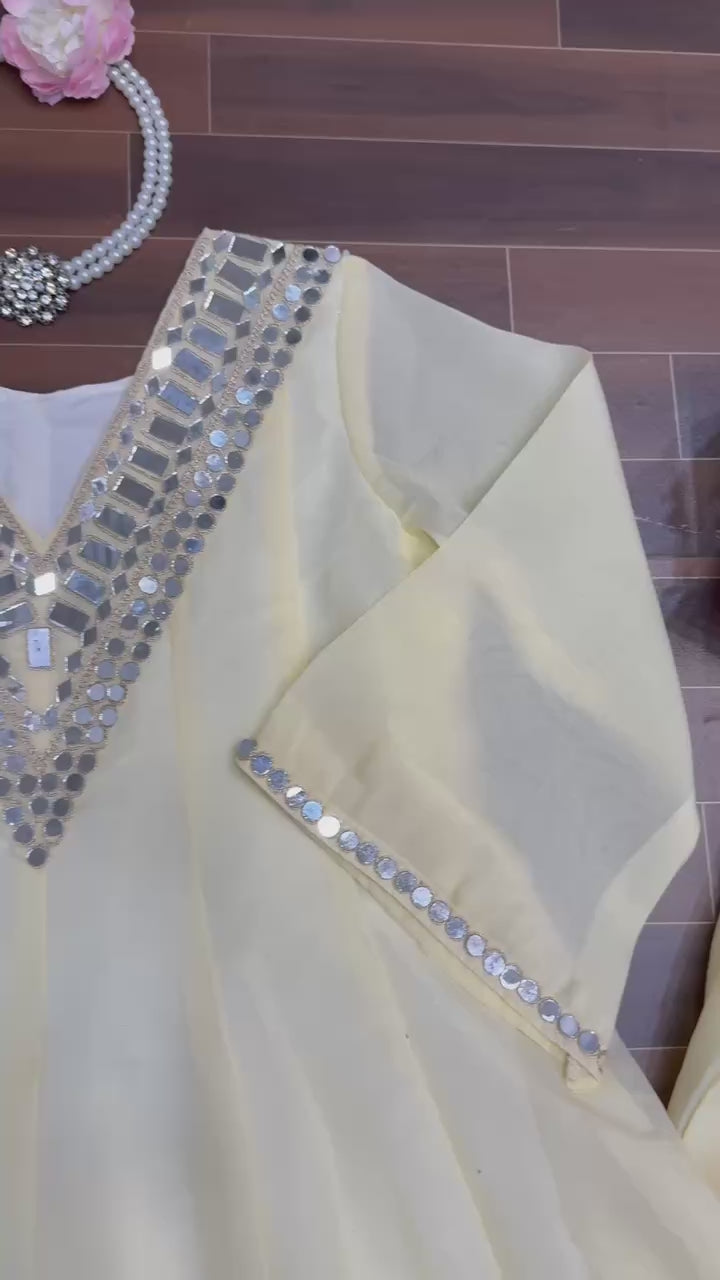 Super Hit AliyaCut KEDIYA STYLE Real Mirror Work Plazzo Set